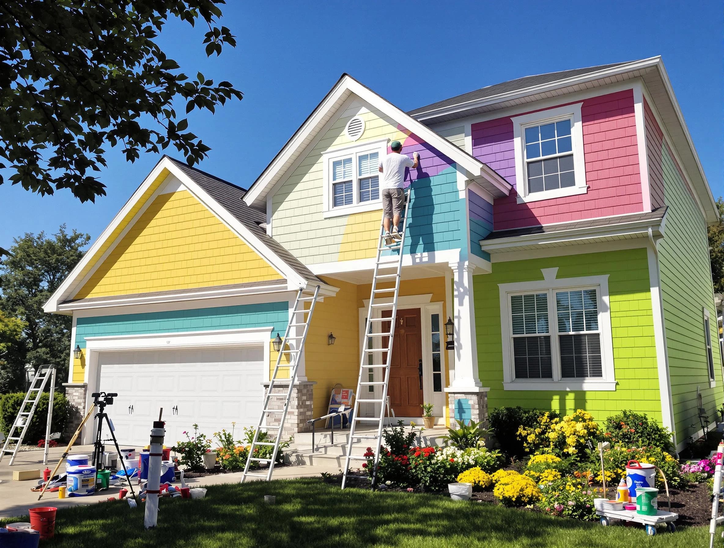 Lakewood House Painters professionals painting a home exterior in Lakewood, OH