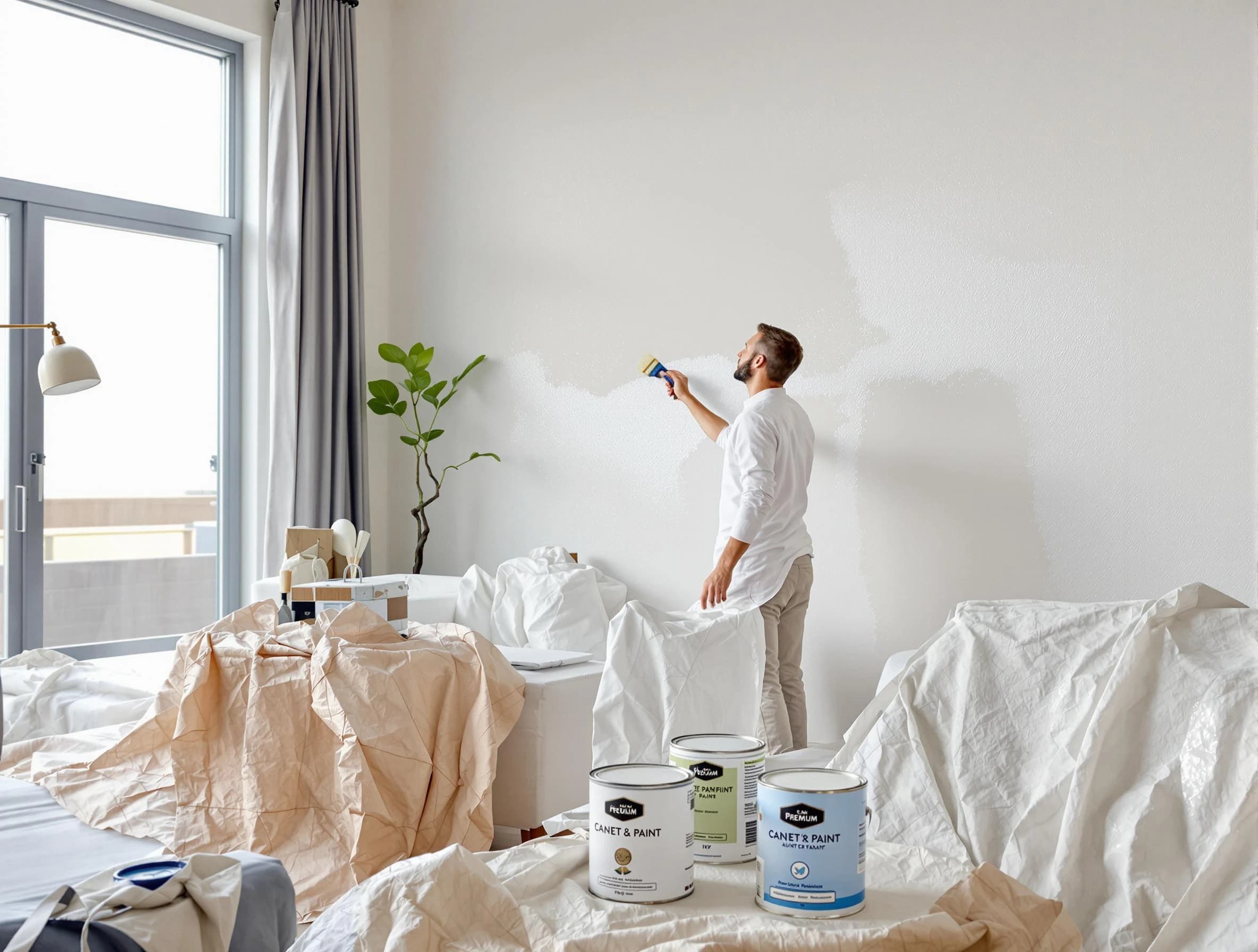 Lakewood House Painters team carefully painting an interior wall in Lakewood, OH